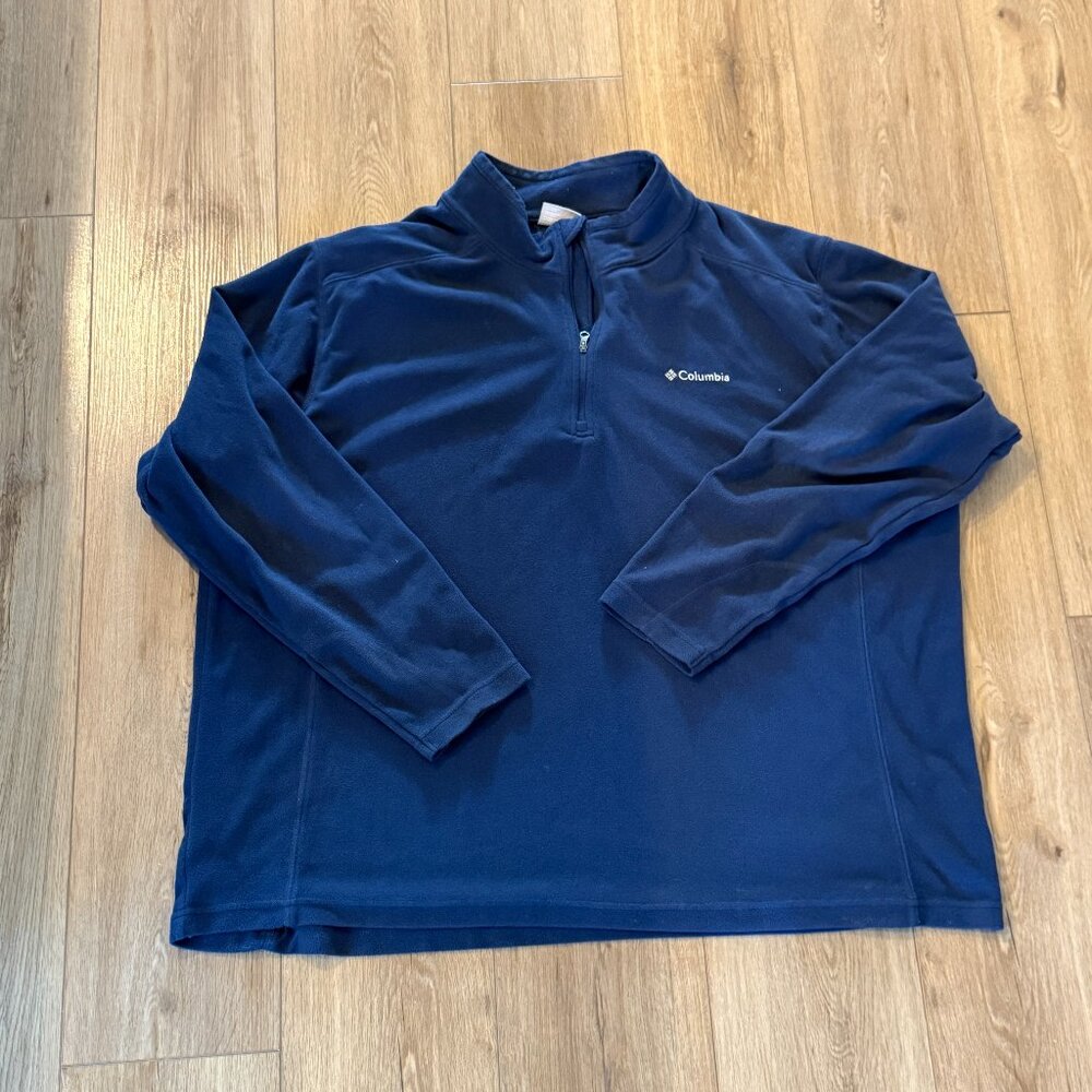 Columbia Mens XXL Navy Blue 1/4 Zip Fleece Pullover Jacket